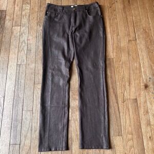 Eric Faux Leather Pants Womens 8 Snakeskin Textured Brown Modern Evening